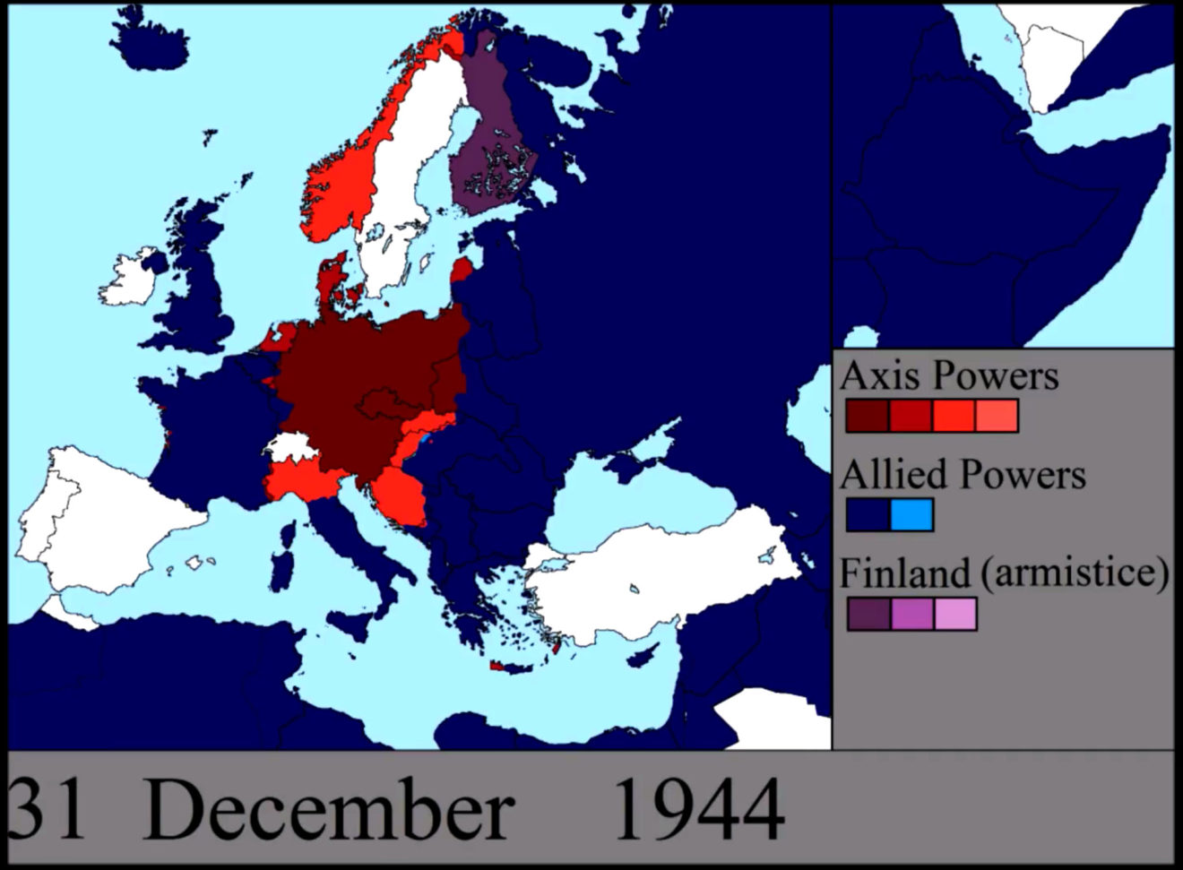 carte map situation de la guerre en Europe le 31 décembre 1944 fronts ...